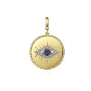 14K Yellow Gold Evil Eye Medallion